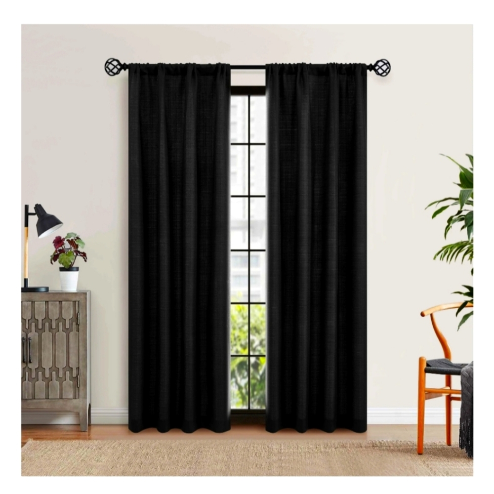 Elegant Black Curtains 40x54" 2 Panels